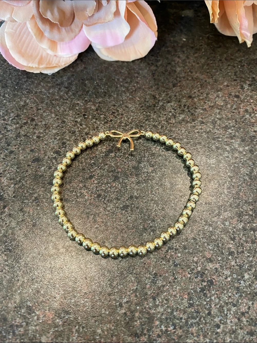 Gold Beaded Bow Bracelet - Women Jewelry